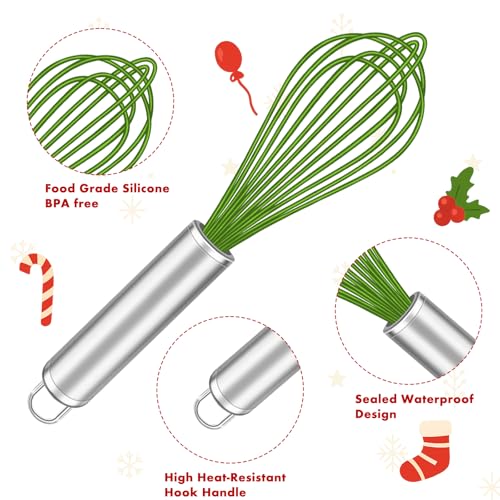 Image of OYV Christmas Whisk Set - 3 Sizes (12 inch, 10 inch, 8 inch) - Holiday Red, Green & White Stainless Steel Whisks for Baking, Cooking & Mixing, Christmas Gift for Bakers & Home Chefs