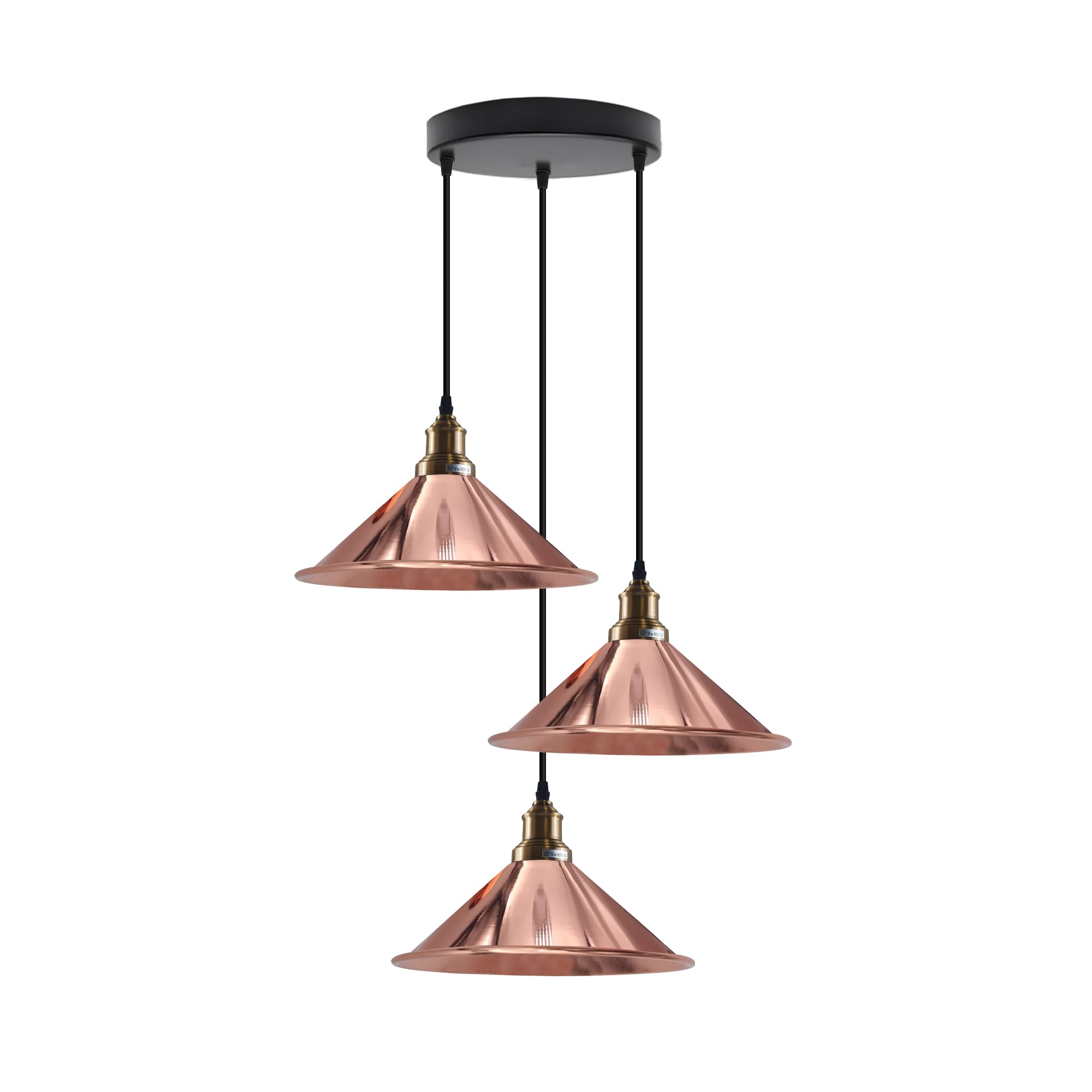 LEDSone 3 Head Ceiling Adjustable Pendant Hanging Ceiling Lighting Fixture with Cone Shade Pendant Light Kitchen Restaurant Bar Balcony Hanging Pendant Light