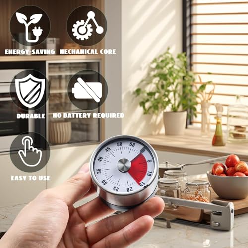 Image of Mechanical Kitchen Timer with Alarm | 360 Degree Rotary Magnetic Visual Countdown Timer Clock for Study & Kitchen | Study Timer for Students | Stopwatch and ClockTimer with Loud Alarm