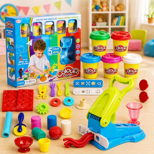 Image of Zest 4 Toyz Clay Dough for Kids Clay for Art and Craft for Kids Pretend Play Activity Clay Toys Play Dough Clay for Kids 3 to 10 Years (28 Pieces) - Multicolor
