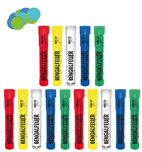 Conipa Bengalfeuer bunt + Konfetti Bengalos Pyro Kat F1 Feuerwerk Rauchfackel für Geburtstage, Silvester, Festivals, Konzerte & Hochzeiten Bengalisches Feuer (15er Pack)