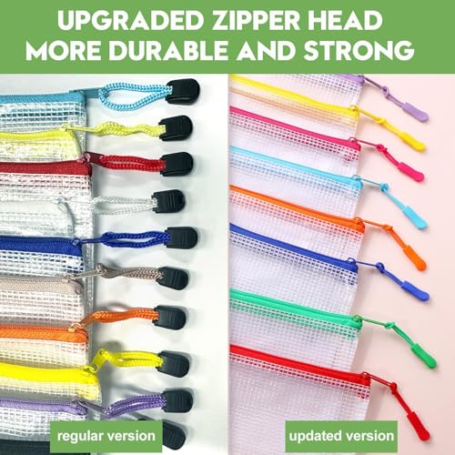 24 bolsas de malha com zíper, 12 cores extra grandes, 12 peças A3 e 12 peças A4, bolsa de quebra-cab