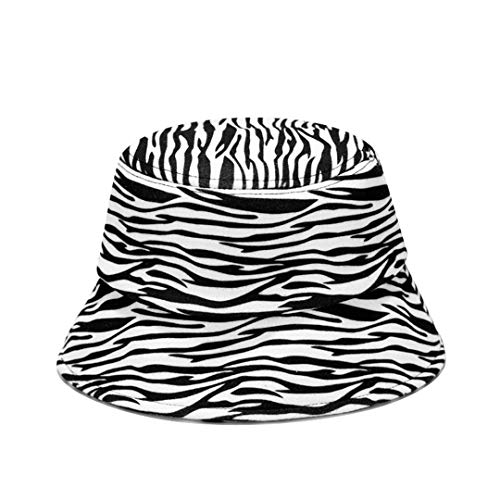Joylife Zebra Print Winter Bucket Hat Funny Animal Pattern Wool Fisherman Cap for Women, Men, White