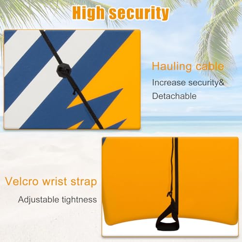 Sangsan Body Board Lightweight - Bodyboards with Leash for Beach, Great Surfing for Beginners Kids Teens and Adults, 37 Inch, Yellow