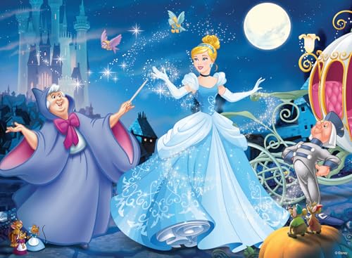 Ravensburger Disney Princess Cinderella Glitter Jigsaw Puzzle - 100 Unique Pieces Enhances Concentration & Creativity | Eco-Friendly | Ideal for Kids