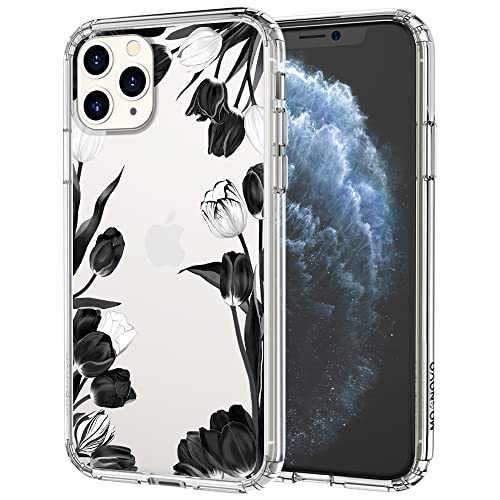 Mosnovo Designed For Iphone 11 Pro Case, [6.6 Ft Military Grade Drop Protection] Clear Shockproof Phone Cover For Iphone 11 Pro 5.8" - Black White Tulips #TOP9