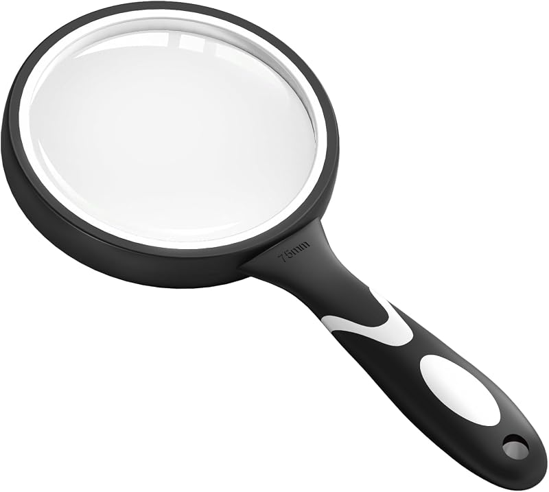 Lupa grande, lupas para leer pasatiempos | Aplicado a libros de ciencias Hobby Observación Lupa de mango suave premium para personas mayores