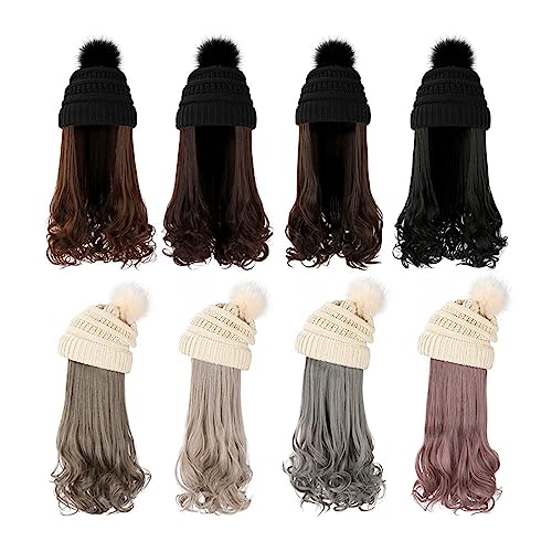 Chapeau bonnet avec cheveux bouclés amovibles pour masquer la perte de volume
