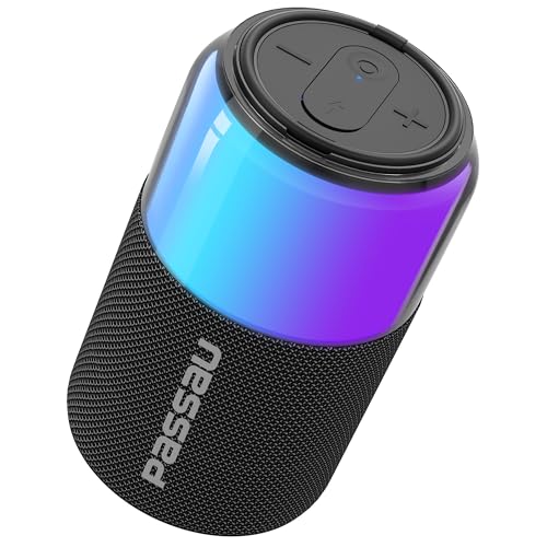 Passau Portable Bluetooth Speaker with Colorful Lights, 15W Loud Clear Sound, White Elephant Gifts for Adults, BT 5.4, LED Light up Speakers Stocking Stuffers Gifts for Kids, Teen, Girls, Boys