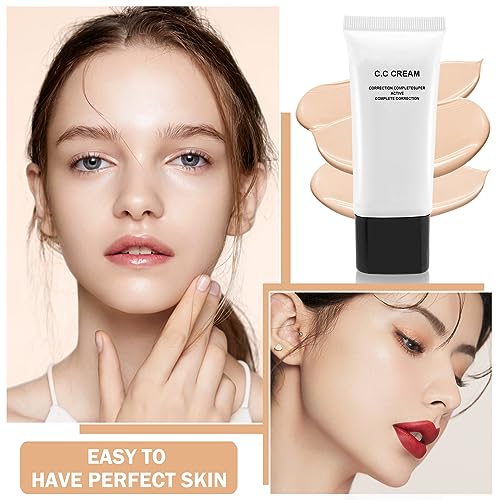 Zhishudl Skin Tone Adjusting Cc Cream Color Correcting Moisturizer Spf 50,Self Adjusting For Mature Skin Pre-Makeup Primer Cosmetics Cc Cream Foundation Brightening Skin Tone - Natural Color #TOP6