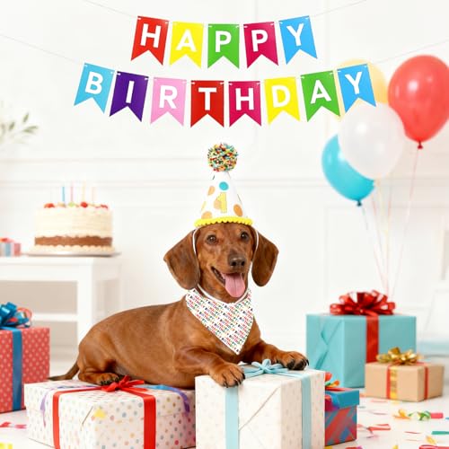 50% Off Dog Birthday Party Decorations Set with Bandana & Hat - Image 6