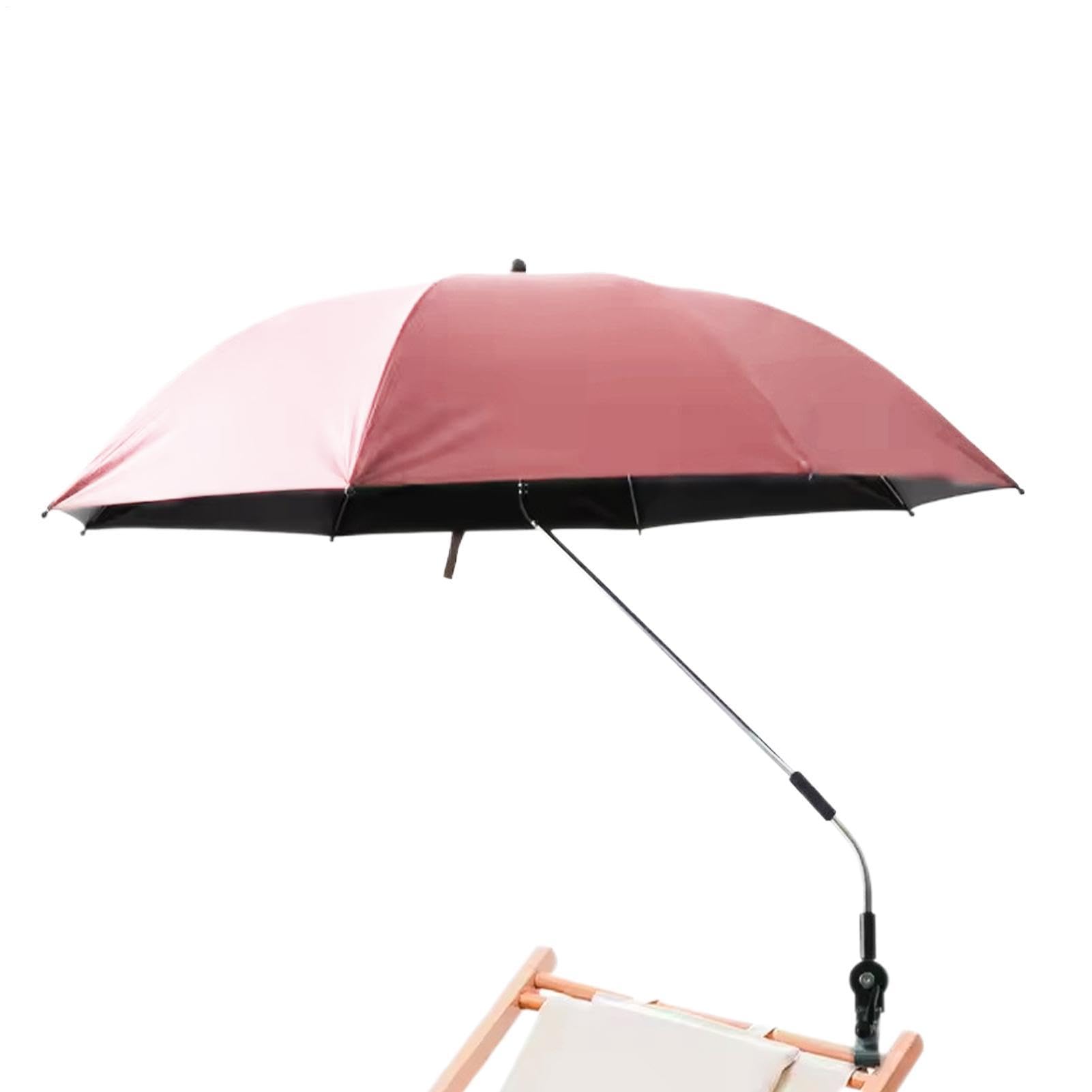360 Adjustable Beach Umbrella, UPF 50+ UV Protection Sun Shade, Portable Clamp On Umbrella, for Chair Wheelchair Stroller Golf Cart Beach Pool,for Camping Fishing Patio Yard