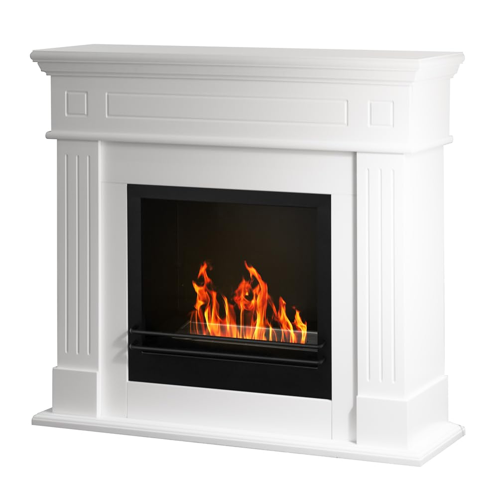 Divina Fire Cambridge Bodenkamin aus Holz, weiß, 110 x 36 x 100 cm