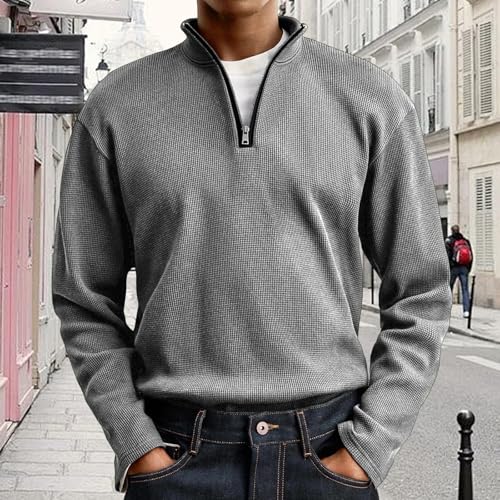 Men's 2025 Quarter Zip Pullover Casual Long Sleeve Turtleneck Raglan Long Sleeve Knit Polo Sweaters Tops2