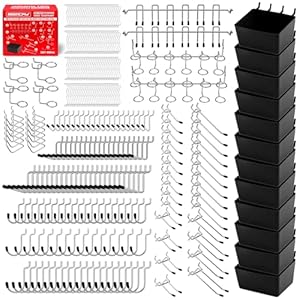 300-Piece Pegboard Hook Set, Pegboard Organizer Accessories for Hanging, Durable Metal Hooks for Tool Organization, Garage, Workshop, and Craft Storage