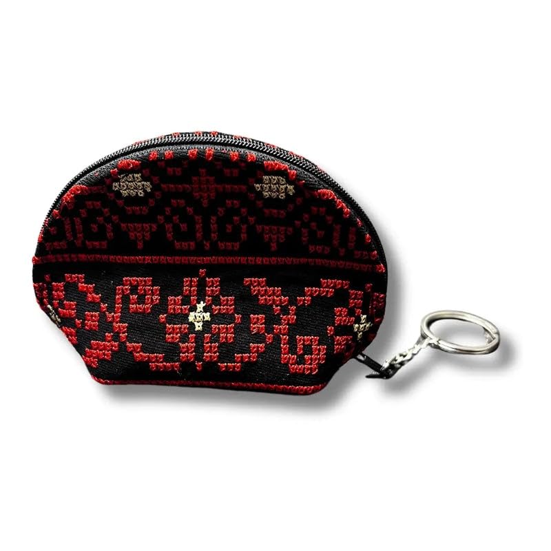 Tatreez Pattern Handheld Palestinian Embroidered Wallet with Multi Pockets with Durable Design (Small Zipper Wallet)