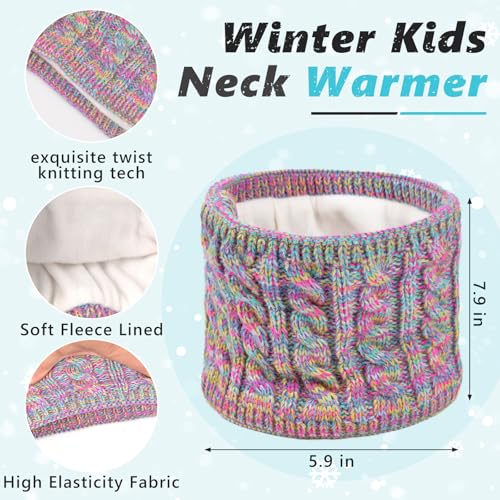 Kids Winter Hat Gloves Set - 4 Pcs Fleece Lined Toddler Winter Accessories, Beanie Scarf Mittens Socks for Girls Age 4-8 Year4