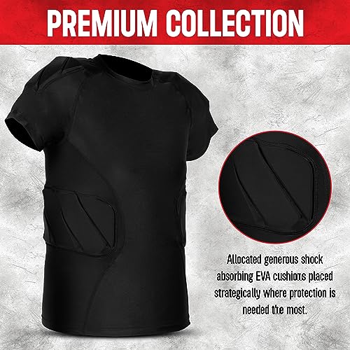 Adult & Youth Padded Compression Shirt for Men's & Boy's | Protective Gear, Rib Shoulder Protector for Football2