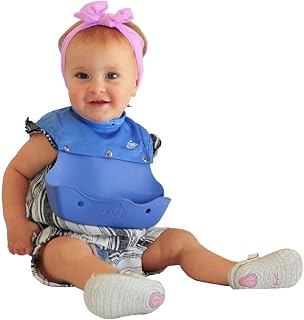 Philip Bib - 2 -in-1 Waterproof Baby Bib with Silicone Crumb Catcher, Full Coverage High Neck & Shoulder Protection, Portable Roll-Up Design, for Infants & Toddlers 4+ months