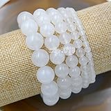 Wholesale Natural Gemstone Beads Stretch Bracelet Healing Reiki 4,6,8,10,12mm (8mm, White Jade)