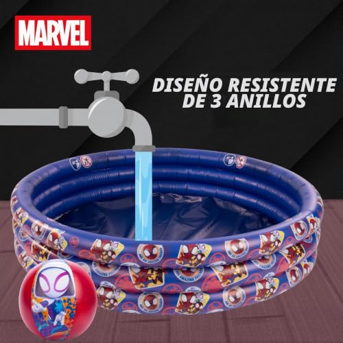 Miniatura 4 de Marvel Spidey Piscina Hinchable, Piscina Infantil Spider-Man, Redonda Multicolor, 100 Cm
