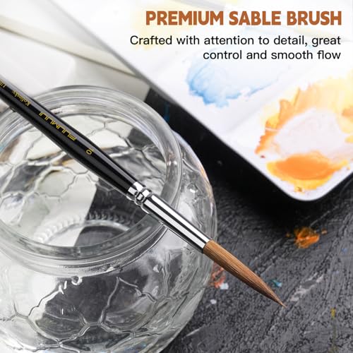 Image of Watercolor Brushes Professional, Fuumuui 2pcs Kolinsky Sable Brushes, 1pc Pure Squirrel Mop Wash Round Brush & 1pcs Extended Needle Point Brush Perfect for Watercolor Acrylic Gouache Inks