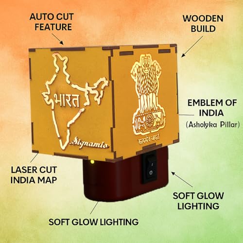 Image of SIGNAMIO Auto Cut Wooden Bharat Camphor Kapoor Bakhoor Oud Aroma Oil Diffuser Incense Dhoop Burner Electrical Stand Machine for Home Fragrance with Night Lamp