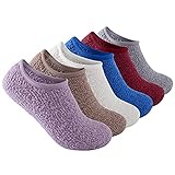 Beauttable 6 Womens Fluffy Fuzzy Grip Slipper Warm Soft Anti-Skid Cozy Socks (Purple/Khaki/Beige/Blu