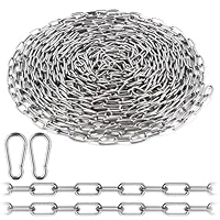 Edelstahlkette Meterware,10m Metallkette mit 2 Karabiner Stahlkette, Kette Edelstahl,1,5 mm Kette Zum Aufhängen für Hundekette Ankerkette Wäschekette Schwenkkette