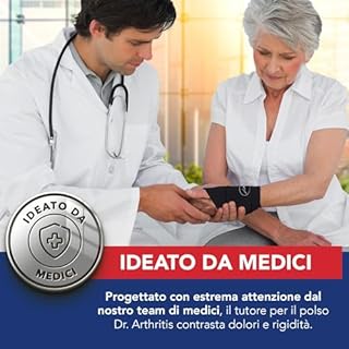 Dr. Arthritis Tutore Polso con Rivestimento in Rame Ideato da Medici – Polsiera Ortopedica Mano Sinistra e Destra – Fascia Elastica di Supporto per Tunnel Carpale (Singolo, Taglia Unica, Nero)