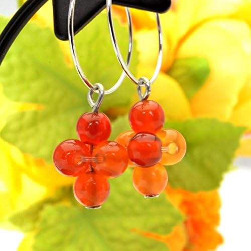 Carnelian Grape Type . Non-hall Pierced Earrings Gemstones . Silver Plating Earrings