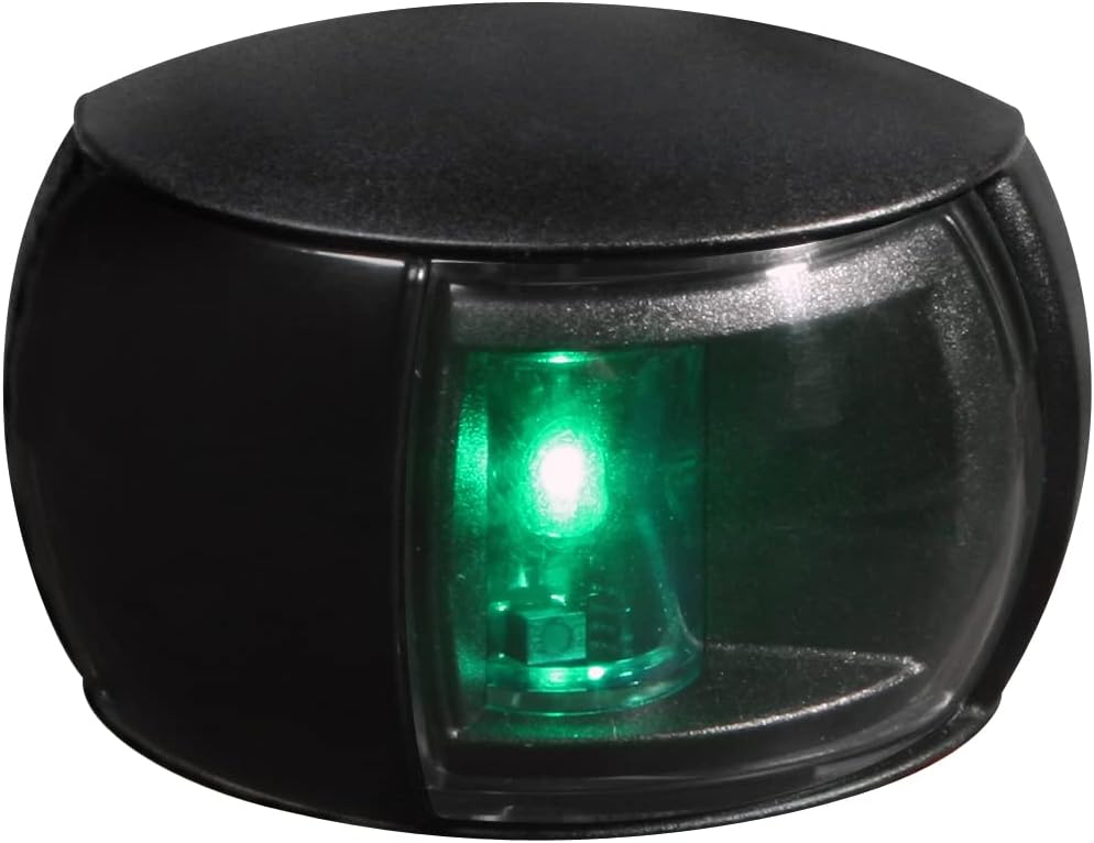 Hella 980520301 '0520 Series' NaviLED Multivolt 8-28V DC 2 NM Compact Starboard Light with Clear Outer Lens and Black Shroud