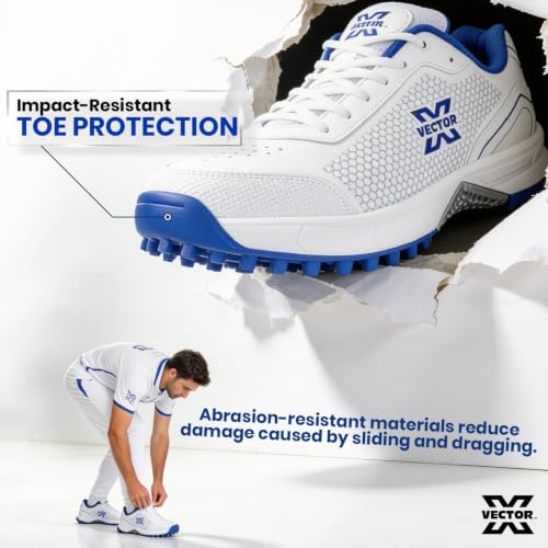 Image of Vector X HITTER Men Cricket Shoes for Men's Synthetic upper Rubber Studs with EVA insocks, Lightweight Performance, Comfort, and Durable Lace-Up Shoe with Padded ankle collar for All-Round Performance