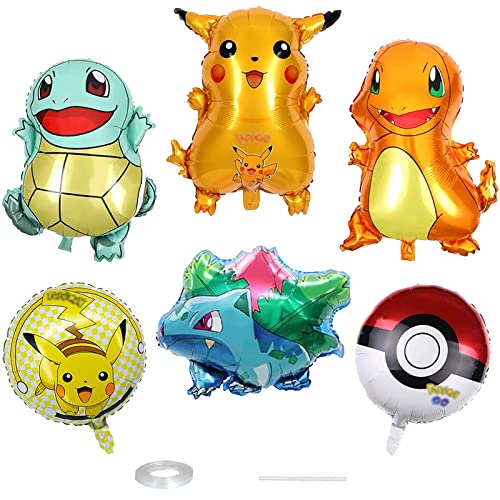 6 Pcs Foil Balloon, Ballon Anniversaire Enfant, Dessin Animé Ballons en Aluminium, Fête d'Anniversaire Ballons Décoration pour Fête D'anniversaire D'enfant Thème Cover