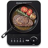 Elite Gourmet EIND57B SlimStore™ Induction Cooktop, Touch Controls, Ultra Thin 2' Profile, 10 Power Levels, Temps 140°F to 465°F, Fast Heat Up, Black