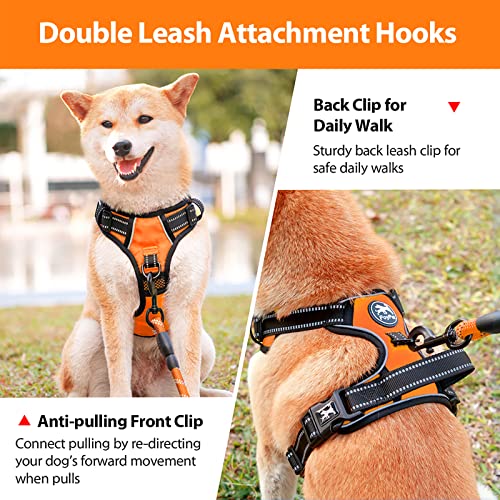 PoyPet No Pull Dog Harness with Neck Release Buckle, Reflective No-Choke Harness with 2 Leash Clip - Image 3