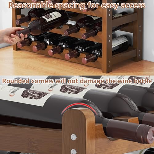 Soporte para botellas de vino 2 niveles madera 53x24x50cm miniatura 4