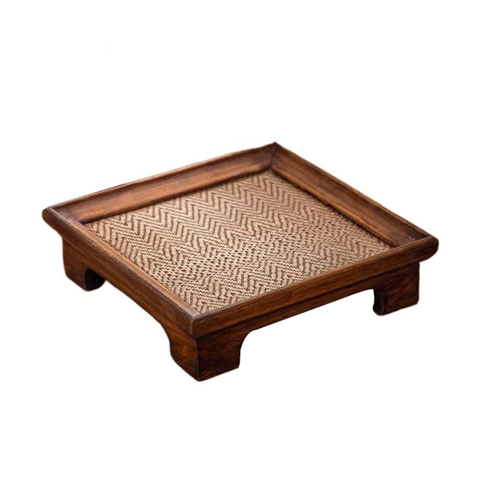 Bandeja Cuadrada de Madera Retro para Servir: Bandeja pequeña para té para Uso doméstico, Ideal para Tazas de té y Aperitivos, té seco y presentación de Alimentos.