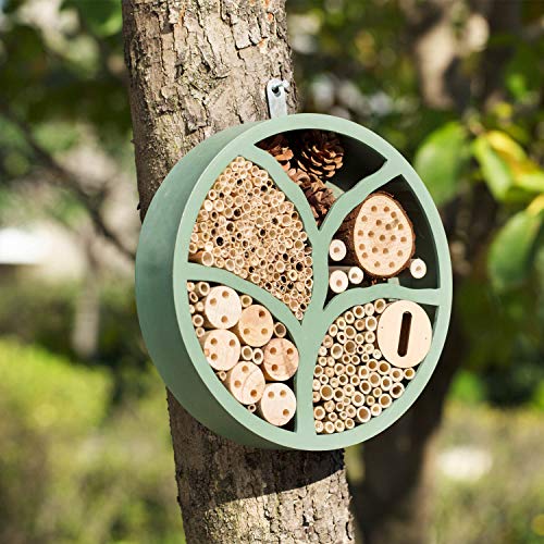 11” Woonden Multi Habitat Insect House Outdoor Garden Decorative Insect Hotels for Bee Butterfly and Beetle Tree of Life - Image 4