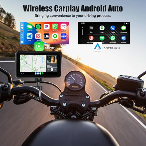 Image of SIXWIN Wireless Motorcycle CarPlay Android Auto 6 Inch Car Play Moto Support TPMS Bluetooth IP68 Waterproof for Motorbike GPS Navigation,Siri,Google Assistant