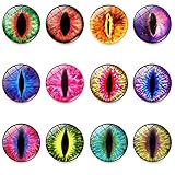 12 Pieces Pretty Glass Refrigerator Magnets, Beautiful Colorful Dragon Eye Fridge Magnets for Office...