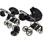 Kinderwagen 3 in1 Kombi Set Autositzwahl Buggy isofix Daytona GT by Chillykids Black Gold 01 3in1 mit Babyschale