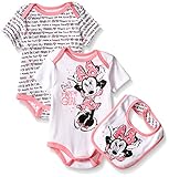 Disney Baby Minnie Mouse 2 Pack Bodysuit with Bib, Multi/White, 0/3 Months