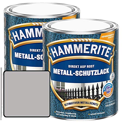 Preisvergleich Produktbild Hammerite Metall-Schutzlack glänzend Grundierung Rostschutz Silber Sparpaket, 2 x 750ml
