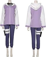 Vista 2 de Alaiyaky Disfraz de Hinata Hyuga, cosplay de Hinata con protector de frente, bolsa Kunai para mujer