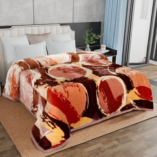 Image of Signature All Season Double Bed Blanket | Super Soft Plush, Lightweight & Cozy | 220 x 240 cm | 2.5 kg | Multi-Color Vibrant Print | Ideal for Winter, AC Use & Gifting (Crimson Orbit)