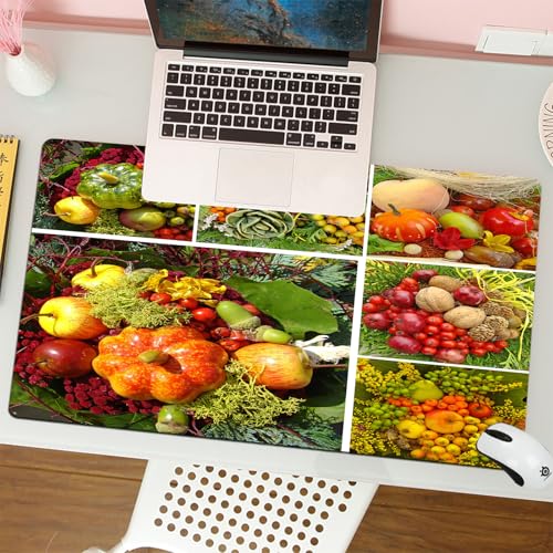 QRFASFZO - QRFASFZO Tapis de Souris Gaming - 30x80 cm - Tapis de Souris Esports - Ne Glisse jamais - Couverture complète du Bureau - Récolte, Photographie de Produits de Divers Jardins et Champs Aliments de sai