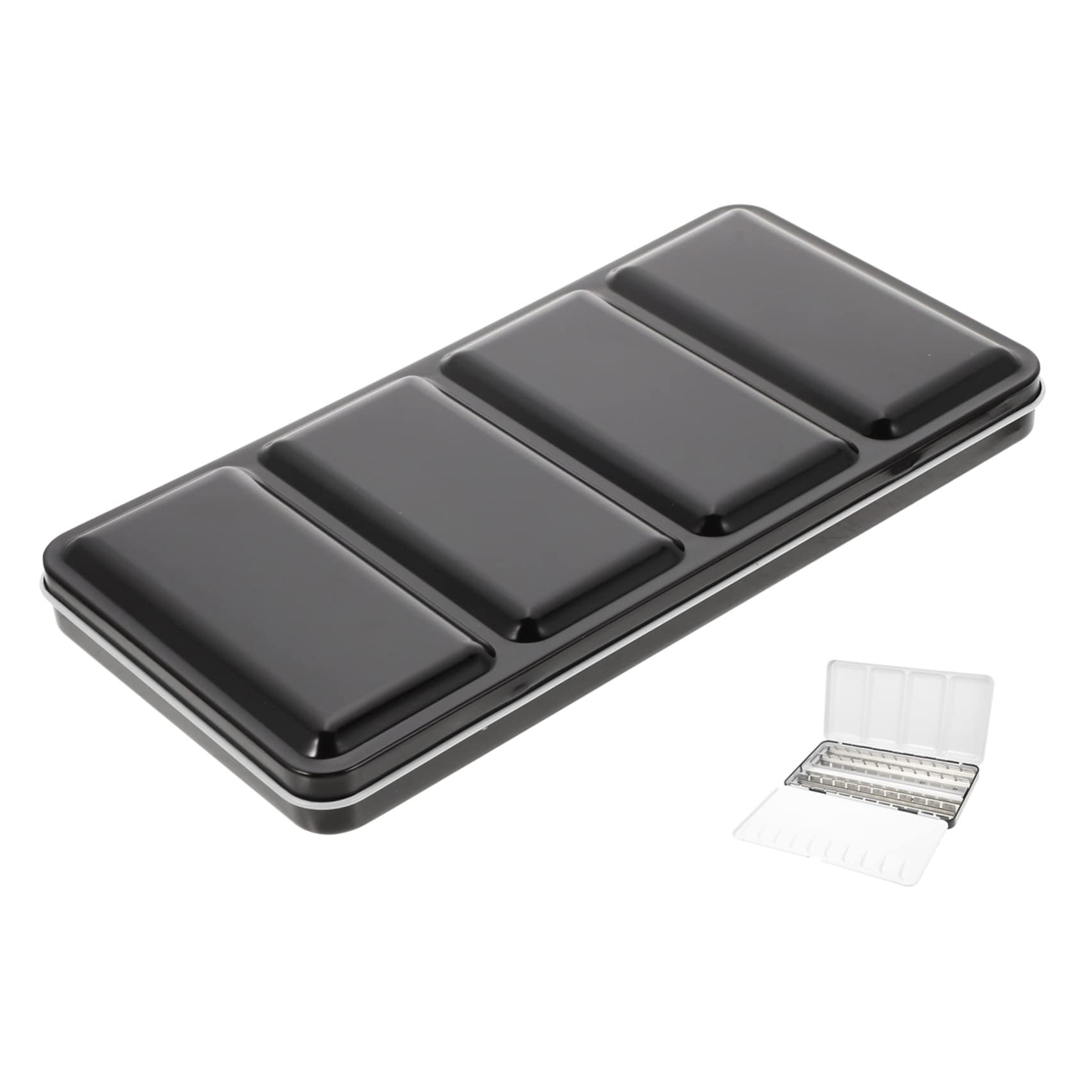 Boîte Métallique Aquarelle Vide 48 Rangements, Légère, Réutilisable, Noire