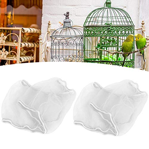 Image of Fdit Bird Cage Cover, 2PCS Bird Cage Cover Birdcage Polyester Mesh Cover Seed Catcher Universal Parrots Cage Accessories(White)