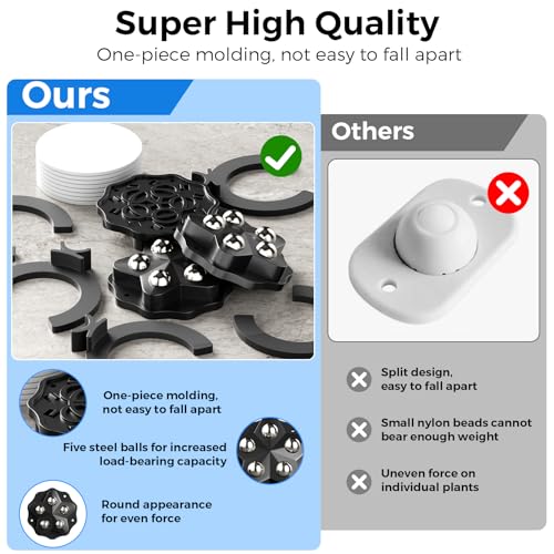 UNINGYI Selbstklebende 360 Grad Kugelrollen 8 StüCk, Kugelrollen Schwerlast Mit 5 Stahlkugeln, Selbstklebenderollen FüR KüChengeräTe, MöBel MöBelrollen Flach, Mit 8 Bremsen Und 8 Leise Aufkleber